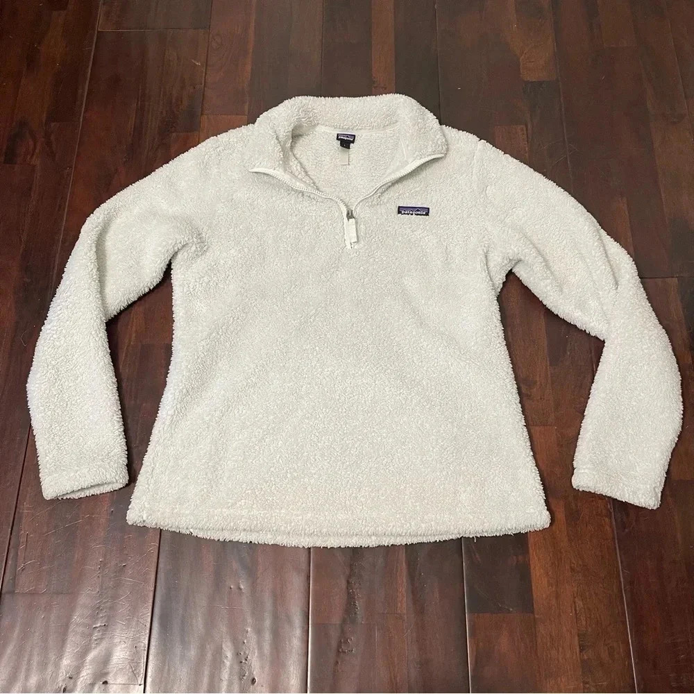 Patagonia Los Gatos Sweater Womens Large Quarter Zip Fleece Pullover White